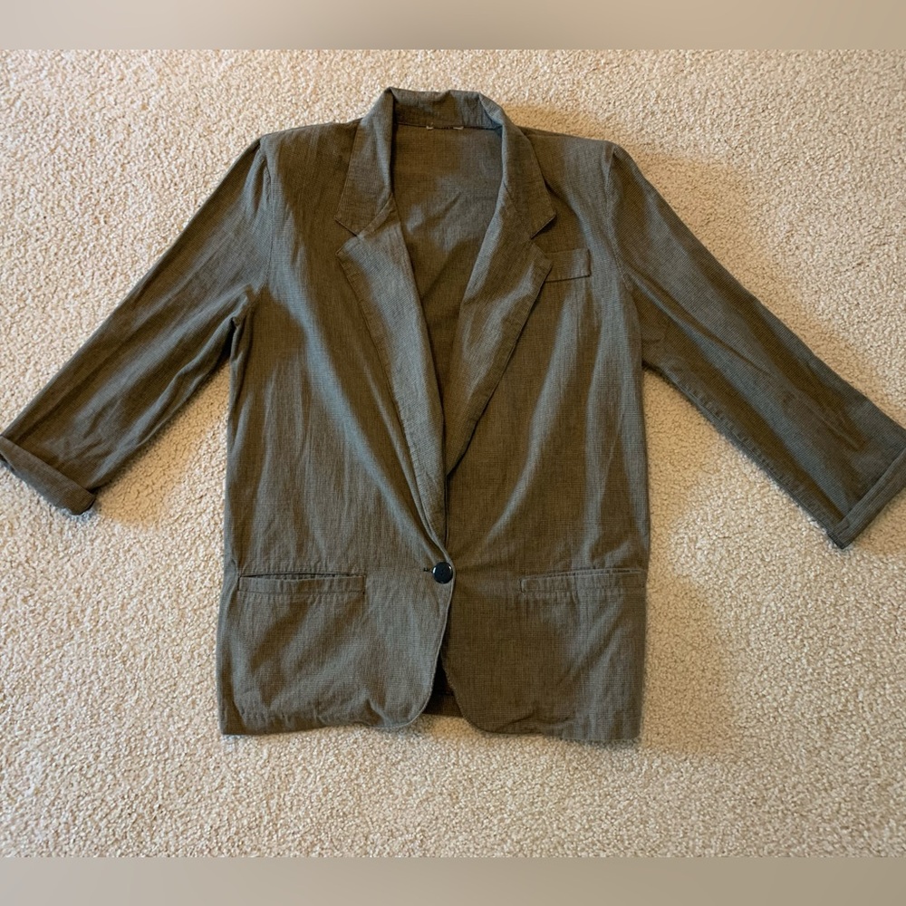 Vintage 90s olive green houndstooth Blazer
